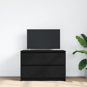 Dulap TV negru 80x35x54 cm lemn prelucrat - Img 3
