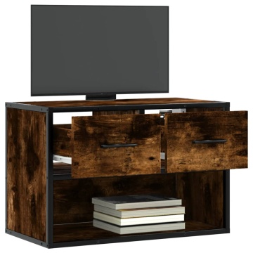 Dulap TV, stejar fumuriu, 60x31x39,5 cm lemn și metal - Img 3