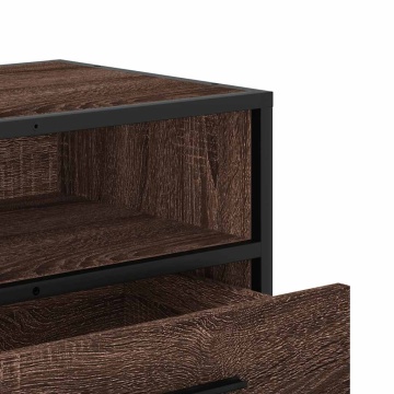 Dulap TV, stejar maro, 100x34,5x40 cm, lemn prelucrat și metal - Img 7
