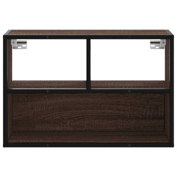 Dulap TV, stejar maro, 60x31x39,5 cm, lemn prelucrat și metal - Img 4