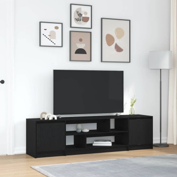 Dulap TV Stejar Negru 188,5x41x50 cm Lemn prelucrat - Img 1