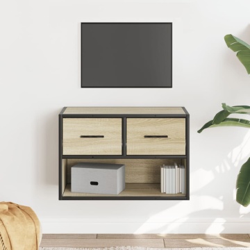 Dulap TV, stejar sonoma, 60x31x39,5cm, lemn prelucrat și metal - Img 1