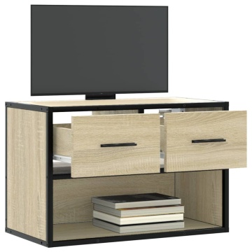 Dulap TV, stejar sonoma, 60x31x39,5cm, lemn prelucrat și metal - Img 3