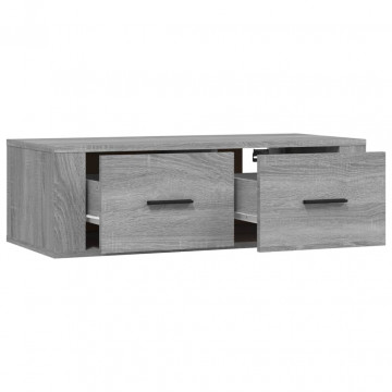 Dulap TV suspendat, gri sonoma, 80x36x25 cm, lemn prelucrat - Img 6