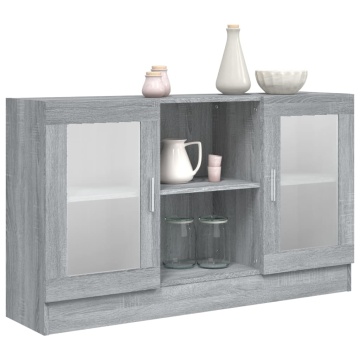 Dulap vitrină, gri sonoma, 120x30,5x70 cm, lemn prelucrat - Img 5