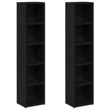 Dulapuri CD-uri 2 buc Stejar negru 21x16x93,5 cm Lemn prelucrat - Img 2
