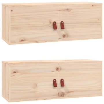 Dulapuri de perete, 2 buc., 80x30x30 cm, lemn masiv de pin - Img 2