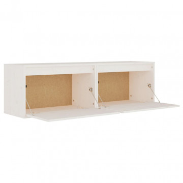 Dulapuri de perete, 2 buc., alb, 60x30x35 cm, lemn masiv de pin - Img 7