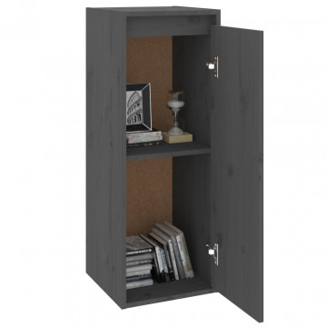 Dulapuri de perete, 2 buc., gri, 30x30x80 cm, lemn masiv de pin - Img 3