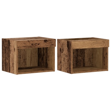 Dulapuri de perete cu LED-uri, 2 buc., lemn vechi, 40x30x30 cm - Img 2
