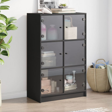 Dulapuri înalte cu uși, negru, 68x37x109 cm, lemn prelucrat - Img 1