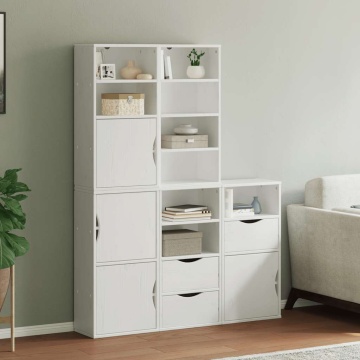 Dulapuri laterale 5 buc ODDA alb 40x24x79 cm lemn masiv de pin - Img 1