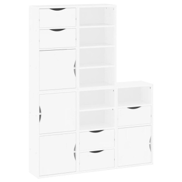 Dulapuri laterale 5 buc ODDA alb 40x24x79 cm lemn masiv de pin - Img 2