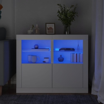 Dulapuri laterale cu lumini LED 2 buc. alb lemn prelucrat - Img 1