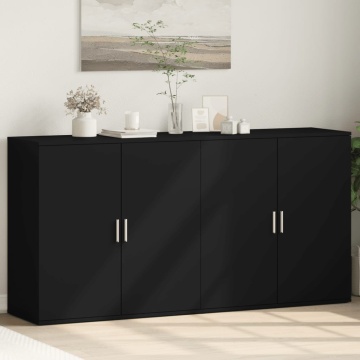Dulapuri, negru, 2 buc., 79x38x80 cm, lemn prelucrat - Img 1