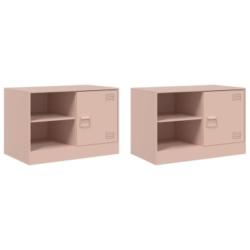 Dulapuri TV 2 buc Roz 67x39x44 cm Otel - Img 2