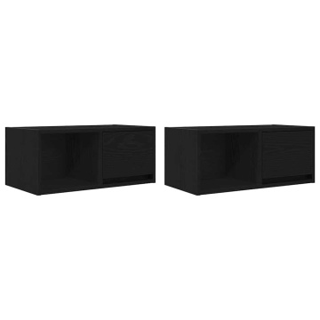 Dulapuri TV 2 buc stejar negru 60x31x25,5 cm lemn prelucrat - Img 2