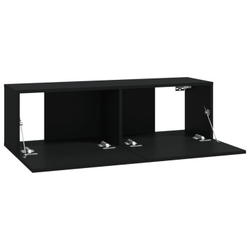 Dulapuri TV de perete 2 buc. negru 100x30x30 cm lemn compozit - Img 6