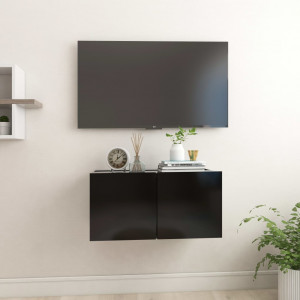 Dulapuri TV suspendate, negru, 60x30x30 cm - Img 1