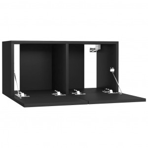 Dulapuri TV suspendate, negru, 60x30x30 cm - Img 8