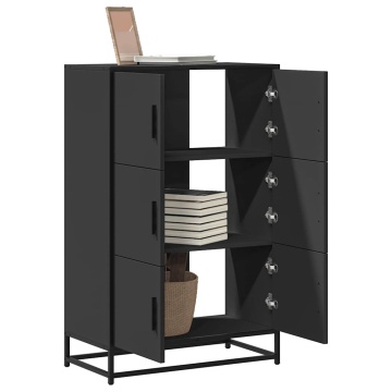 Dulapuru negru 68x35x106,5 cm lemn și metal prelucrat - Img 1
