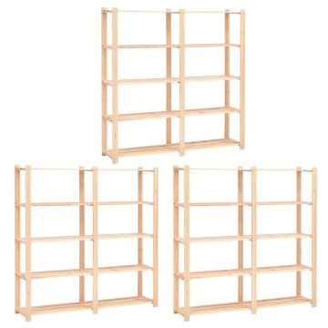 Etajere cu 5 niveluri 3 buc. 170x38x170cm lemn masiv pin 500 kg - Img 1