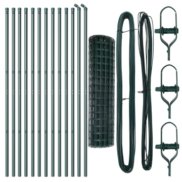 Euro Fence cu 13 Stâlpi 1.2x25 m Oțel Galvanizat Verde - Img 2