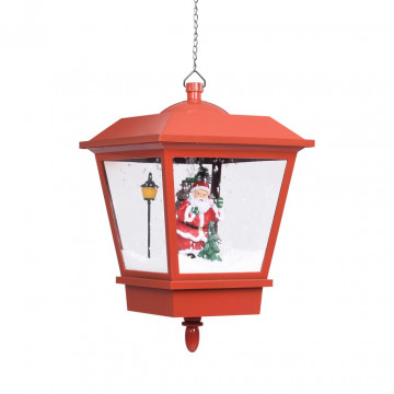 Felinar suspendat cu LED și Moș Crăciun, roșu, 27x27x45 cm - Img 3