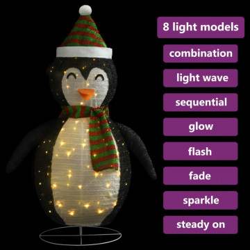 Figurină pinguin decorativă de Crăciun, LED, 60 cm țesătură lux - Img 4