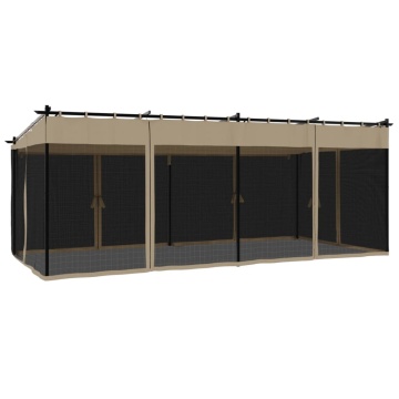 Foișor cu pereți din plasă, gri taupe, 6x3 m, oțel - Img 5
