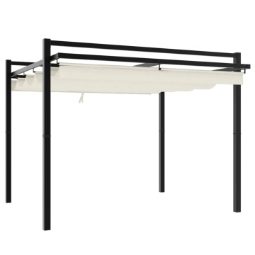 Foișor de grădină acoperiș retractabil crem 3x3 m aluminiu - Img 5