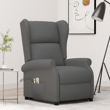 Fotoliu de masaj cu ridicare, gri închis, textil - Img 1