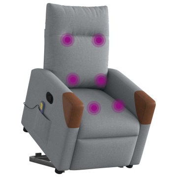 Fotoliu de masaj rabatabil cu ridicare, gri deschis, textil - Img 3