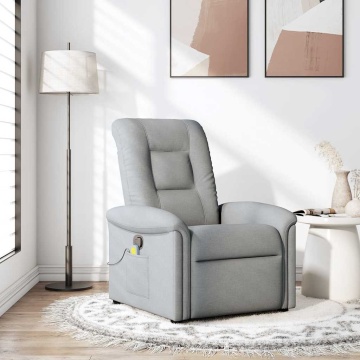 Fotoliu de masaj rabatabil, gri deschis, textil - Img 1