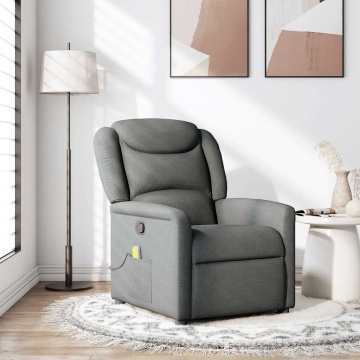 Fotoliu de masaj rabatabil, gri închis, material textil - Img 1