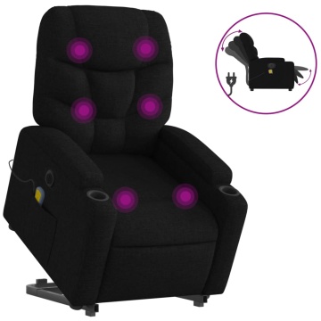 Fotoliu electric de masaj rabatabil cu ridicare, negru, textil - Img 2