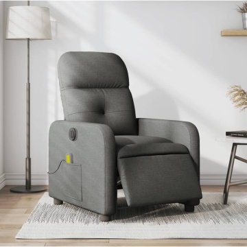 Fotoliu electric de masaj rabatabil, gri închis, textil - Img 1