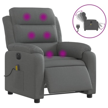 Fotoliu electric de masaj rabatabil, gri închis, textil - Img 2