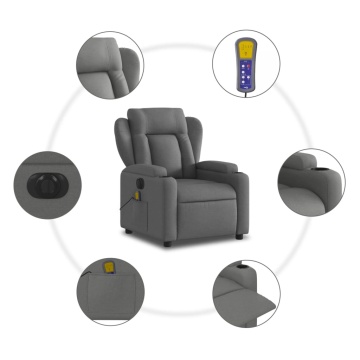 Fotoliu electric de masaj rabatabil, gri închis, textil - Img 6
