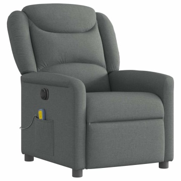 Fotoliu electric de masaj rabatabil, gri închis, textil - Img 4