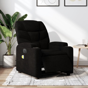 Fotoliu electric de masaj rabatabil, negru, textil - Img 1