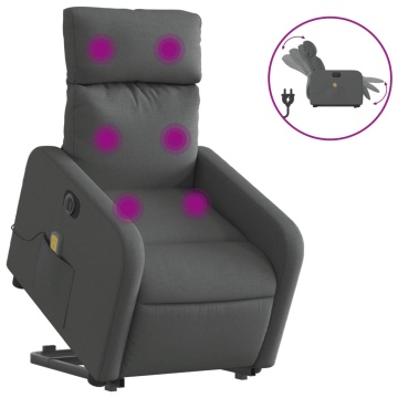 Fotoliu electric masaj rabatabil cu ridicare, gri închis textil - Img 2