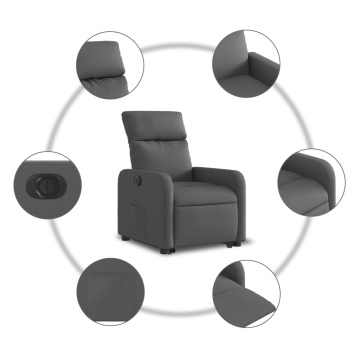 Fotoliu electric rabatabil cu ridicare, gri închis, textil - Img 7