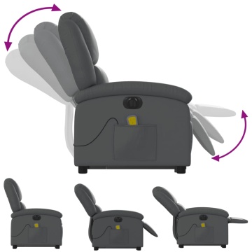 Fotoliu masaj rabatabil electric cu ridicare, gri, piele eco - Img 6