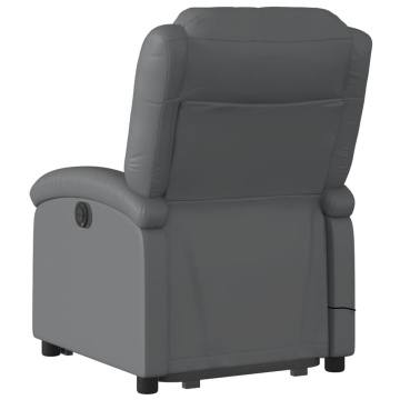 Fotoliu masaj rabatabil electric cu ridicare, gri, piele eco - Img 8