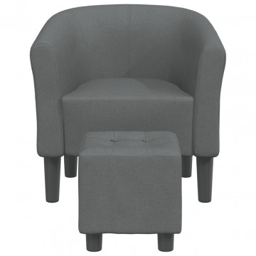 Fotoliu tip cuvă cu taburet, gri închis, material textil - Img 3