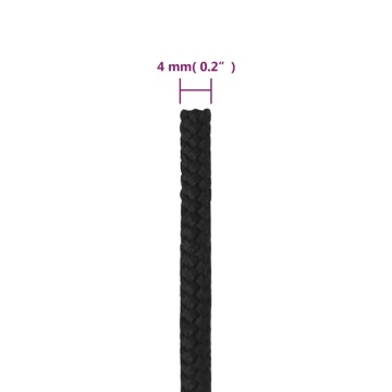 Frânghie de barcă, negru complet, 4 mm, 50 m, polipropilenă - Img 5