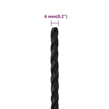 Frânghie de lucru, negru, 6 mm, 50 m, polipropilenă - Img 5