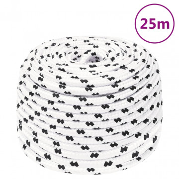 Frânghie împletită pentru barcă, alb, 10 mm x 25 m, poliester - Img 5