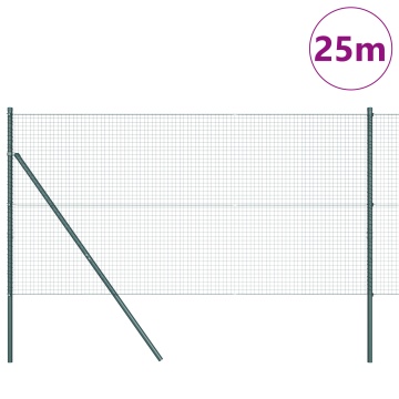 Gard cu Fir Sudat cu 13 Stâlpi Verde 1.2x25 m Oțel - Img 3